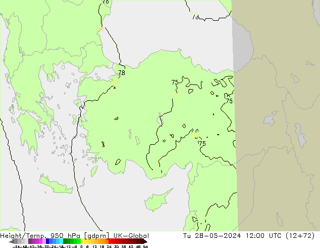 Height/Temp. 950 hPa UK-Global Di 28.05.2024 12 UTC