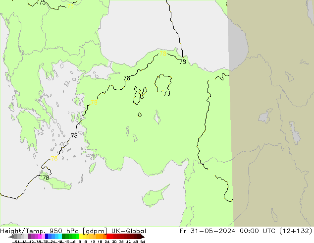 Height/Temp. 950 hPa UK-Global  31.05.2024 00 UTC
