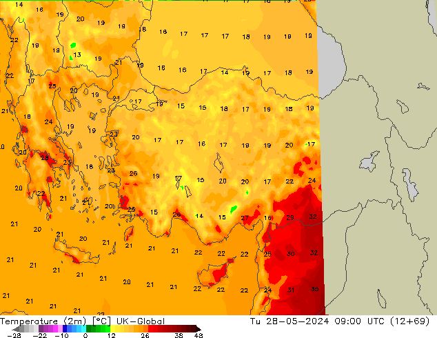 température (2m) UK-Global mar 28.05.2024 09 UTC
