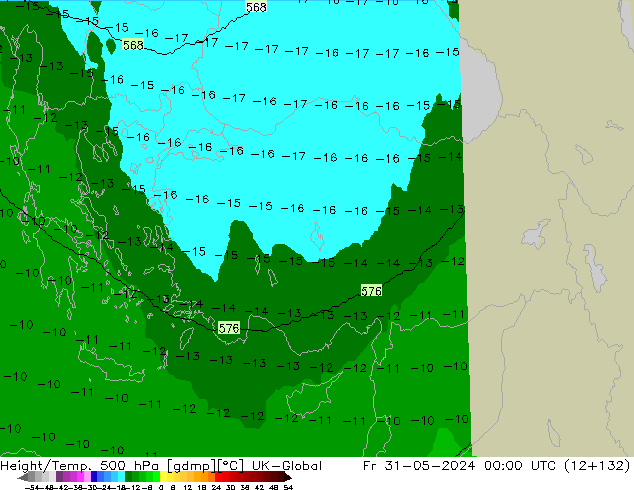 Hoogte/Temp. 500 hPa UK-Global vr 31.05.2024 00 UTC