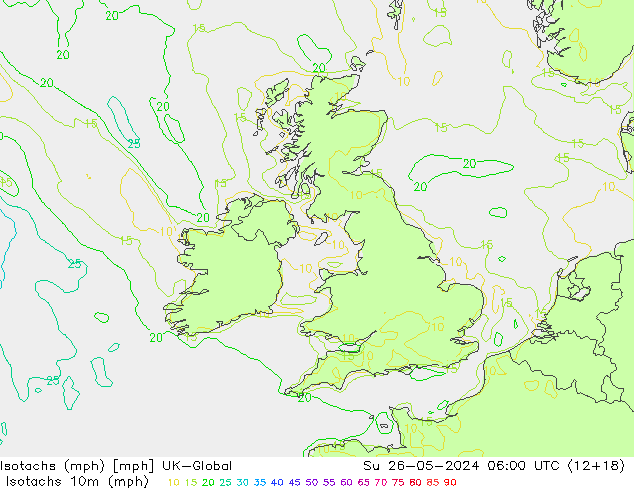 Isotachs (mph) UK-Global dom 26.05.2024 06 UTC