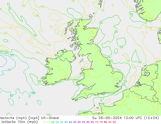 Isotachs (mph) UK-Global Su 26.05.2024 12 UTC