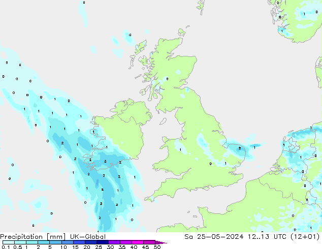 осадки UK-Global сб 25.05.2024 13 UTC