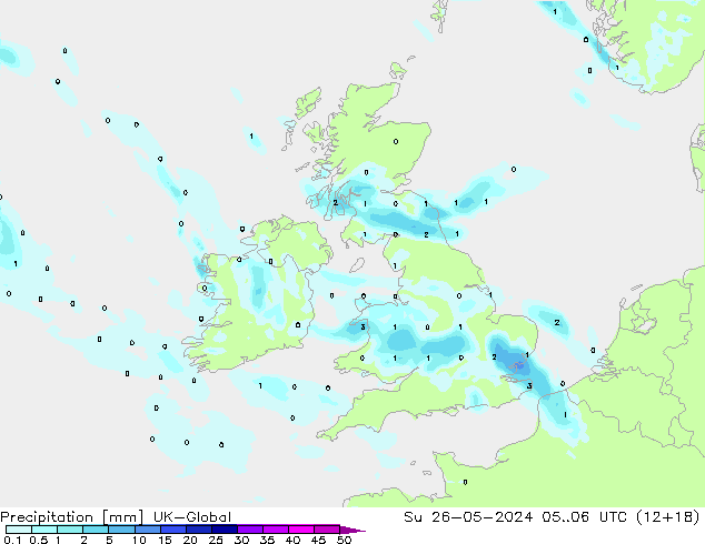 Precipitazione UK-Global dom 26.05.2024 06 UTC