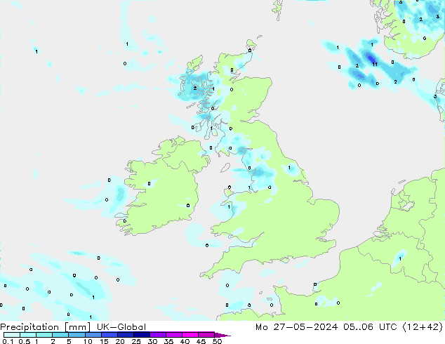 Precipitation UK-Global Mo 27.05.2024 06 UTC