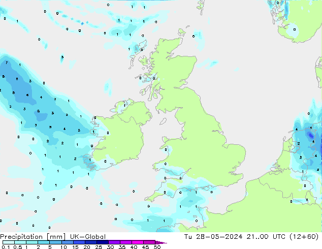 Precipitation UK-Global Tu 28.05.2024 00 UTC