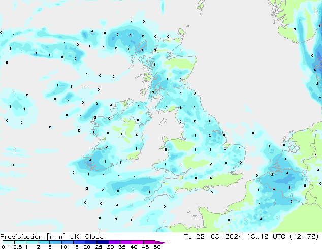 Precipitación UK-Global mar 28.05.2024 18 UTC