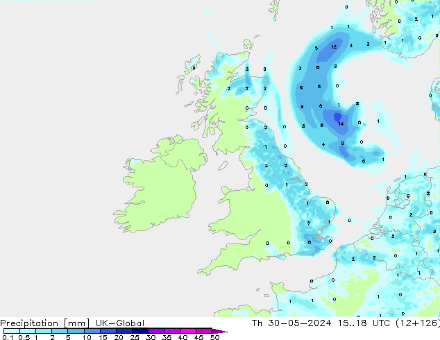Precipitación UK-Global jue 30.05.2024 18 UTC