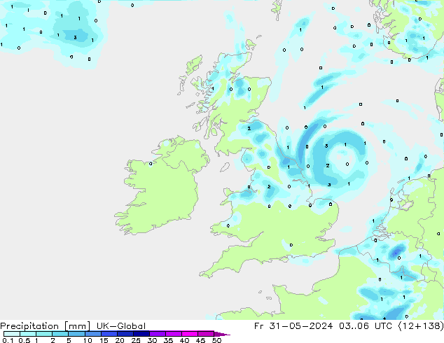 Precipitazione UK-Global ven 31.05.2024 06 UTC