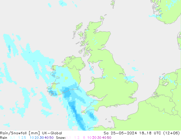 Rain/Snowfall UK-Global Sa 25.05.2024 18 UTC