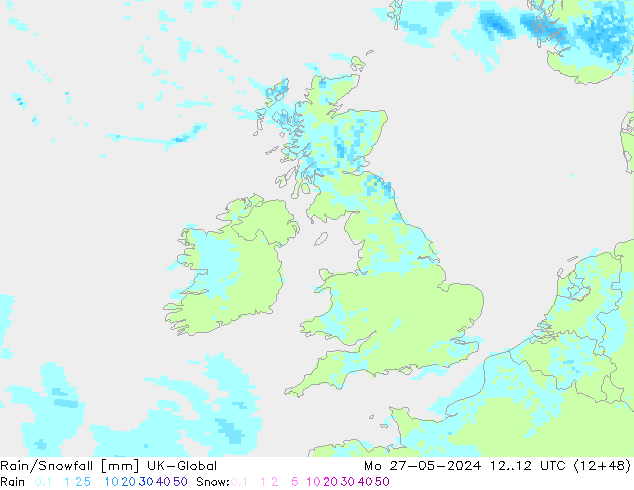 Rain/Snowfall UK-Global Mo 27.05.2024 12 UTC