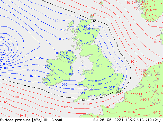 приземное давление UK-Global Вс 26.05.2024 12 UTC