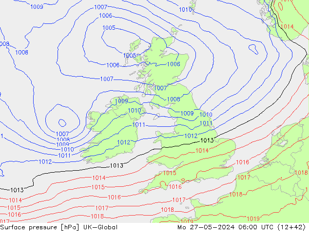Presión superficial UK-Global lun 27.05.2024 06 UTC