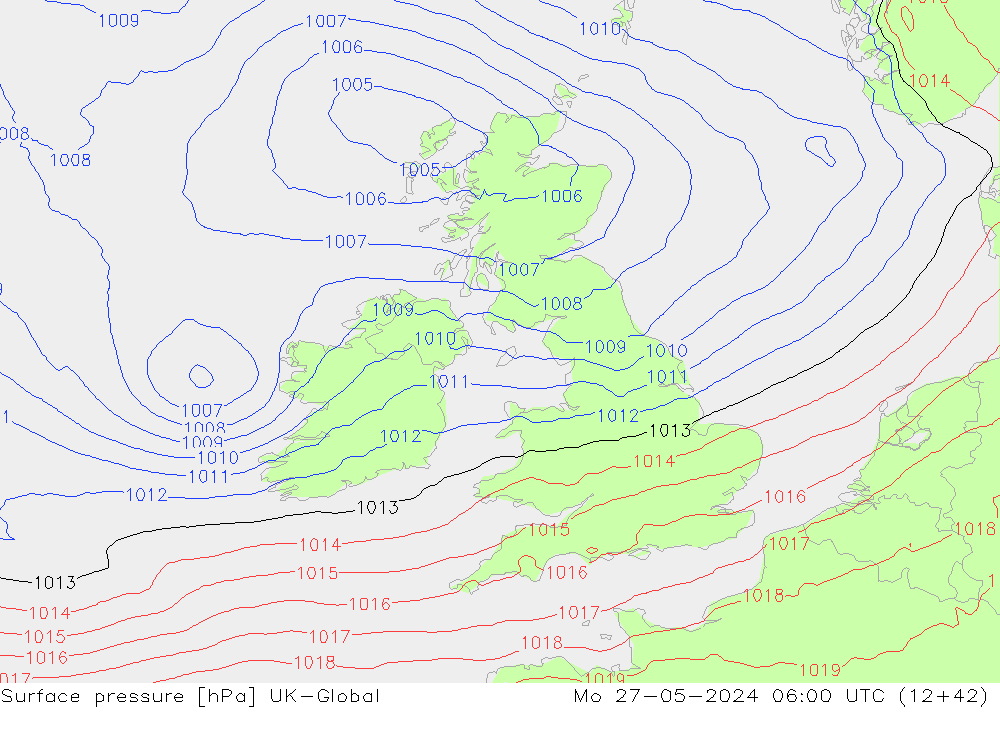 Presión superficial UK-Global lun 27.05.2024 06 UTC