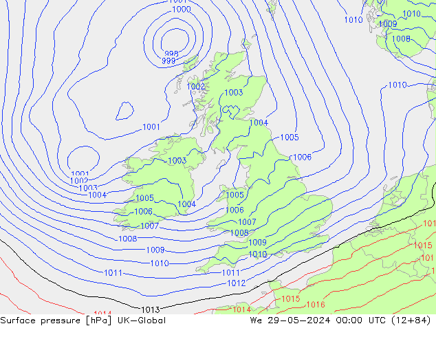 pression de l'air UK-Global mer 29.05.2024 00 UTC