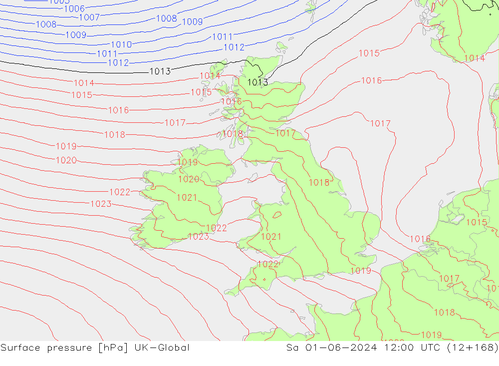 Luchtdruk (Grond) UK-Global za 01.06.2024 12 UTC