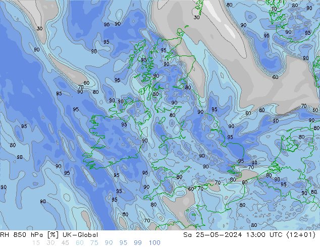 RH 850 hPa UK-Global so. 25.05.2024 13 UTC