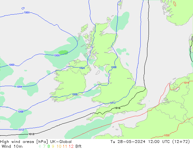 High wind areas UK-Global  28.05.2024 12 UTC