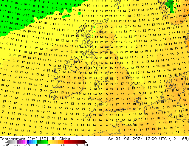 Temperature (2m) UK-Global Sa 01.06.2024 12 UTC