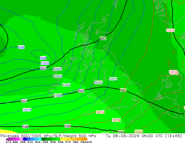 Thck 500-1000hPa UK-Global Tu 28.05.2024 06 UTC