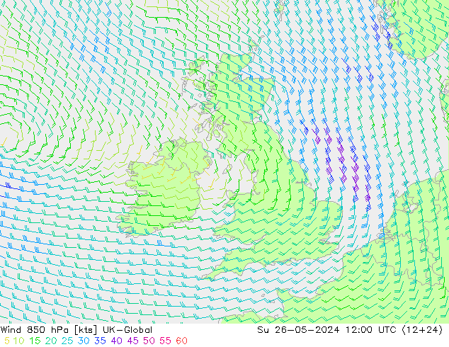 Vento 850 hPa UK-Global dom 26.05.2024 12 UTC