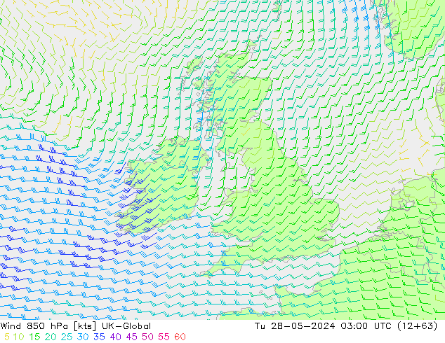 Wind 850 hPa UK-Global Di 28.05.2024 03 UTC