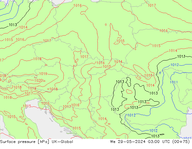 Presión superficial UK-Global mié 29.05.2024 03 UTC