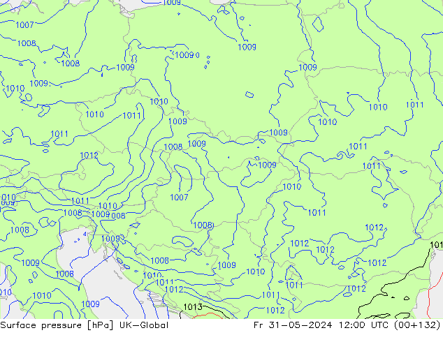 Surface pressure UK-Global Fr 31.05.2024 12 UTC