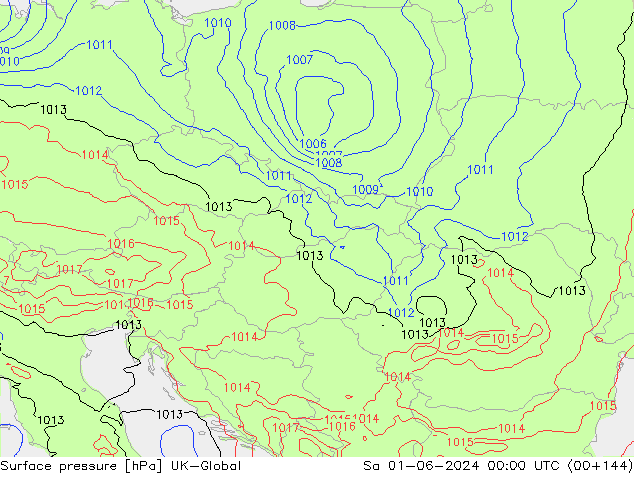 Atmosférický tlak UK-Global So 01.06.2024 00 UTC