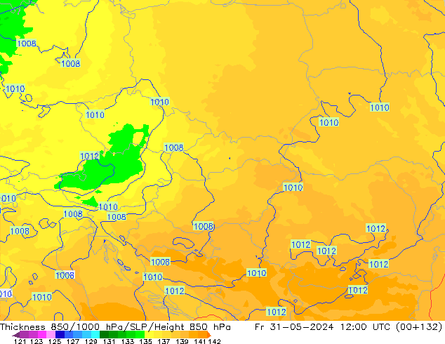 Thck 850-1000 hPa UK-Global Fr 31.05.2024 12 UTC