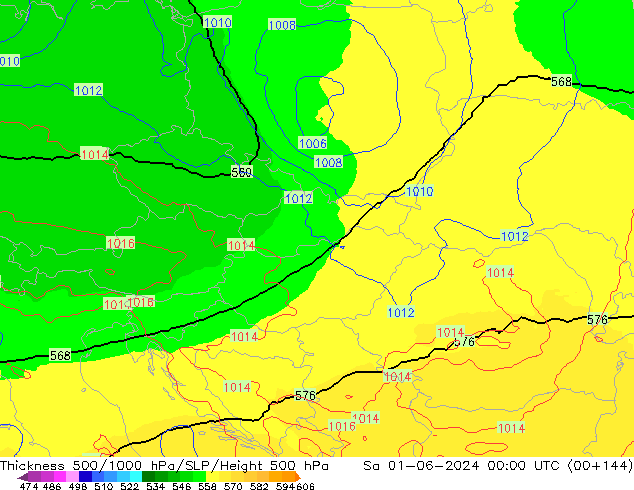 Thck 500-1000hPa UK-Global Sa 01.06.2024 00 UTC