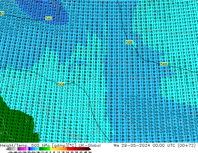 Hoogte/Temp. 500 hPa UK-Global wo 29.05.2024 00 UTC