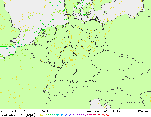 Isotachs (mph) UK-Global We 29.05.2024 12 UTC