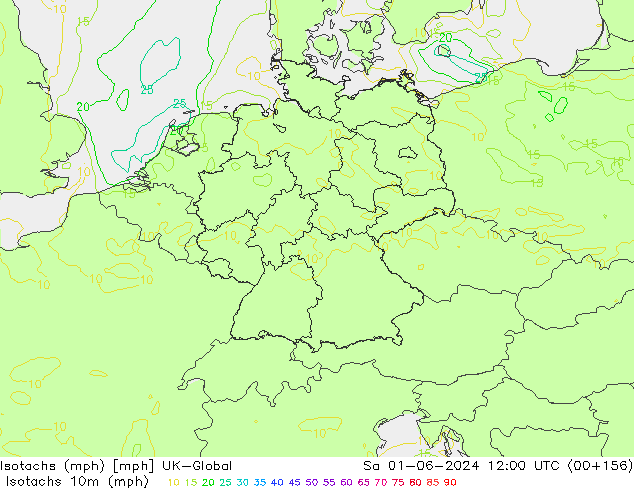 Isotachen (mph) UK-Global za 01.06.2024 12 UTC