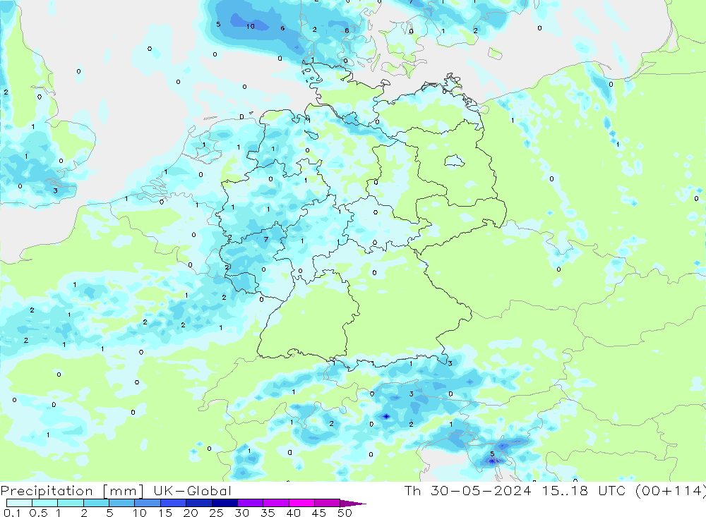 Precipitación UK-Global jue 30.05.2024 18 UTC