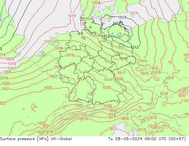 Presión superficial UK-Global mar 28.05.2024 09 UTC