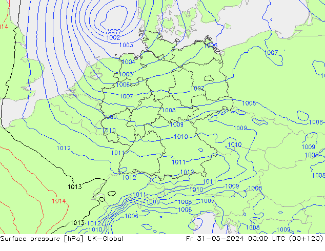 地面气压 UK-Global 星期五 31.05.2024 00 UTC