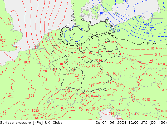 Atmosférický tlak UK-Global So 01.06.2024 12 UTC