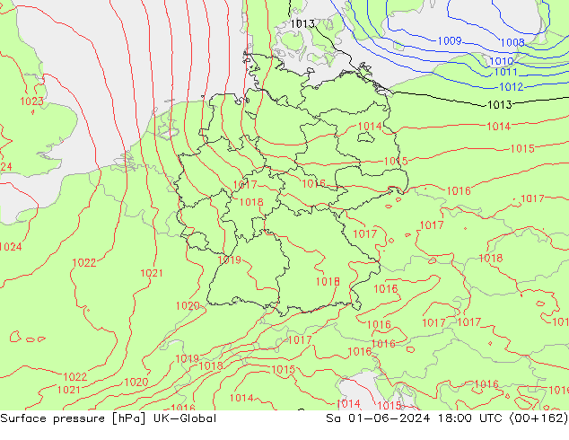 Surface pressure UK-Global Sa 01.06.2024 18 UTC