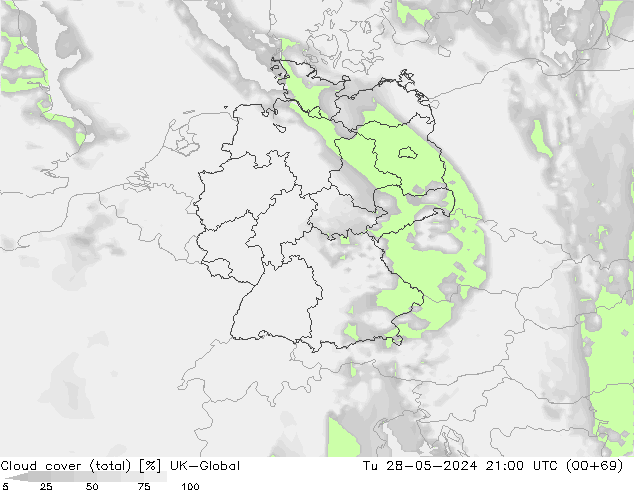 Nuages (total) UK-Global mar 28.05.2024 21 UTC