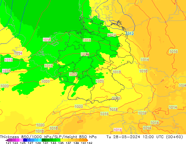 Thck 850-1000 hPa UK-Global Tu 28.05.2024 12 UTC