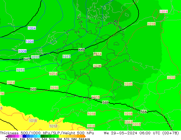 Thck 500-1000hPa UK-Global Qua 29.05.2024 06 UTC