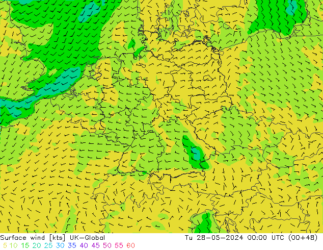 Vent 10 m UK-Global mar 28.05.2024 00 UTC