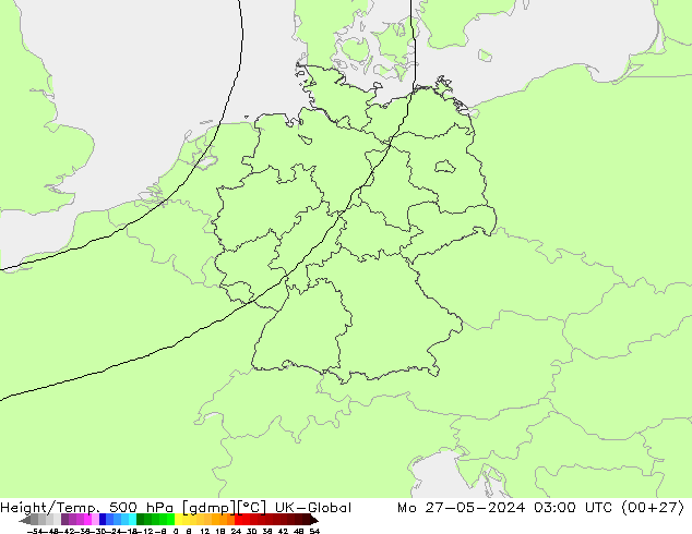 Height/Temp. 500 hPa UK-Global Mo 27.05.2024 03 UTC