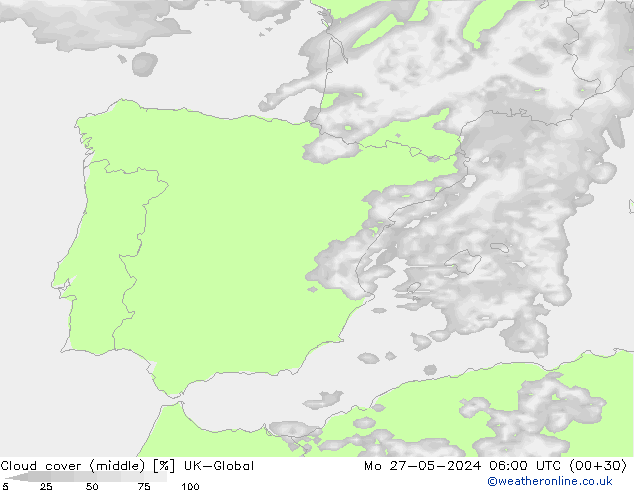 oblačnosti uprostřed UK-Global Po 27.05.2024 06 UTC