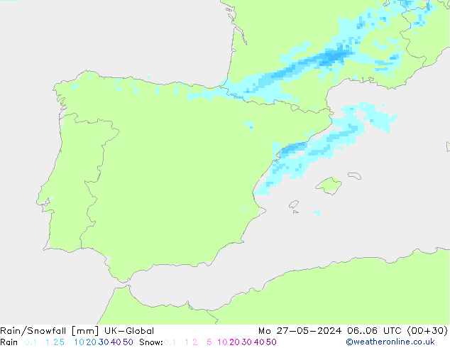 Rain/Snowfall UK-Global Po 27.05.2024 06 UTC