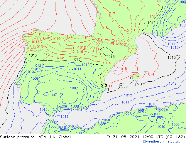 приземное давление UK-Global пт 31.05.2024 12 UTC