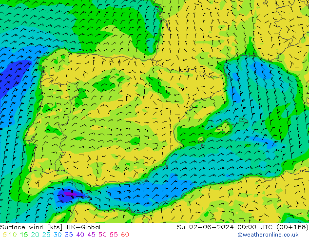 Vent 10 m UK-Global dim 02.06.2024 00 UTC