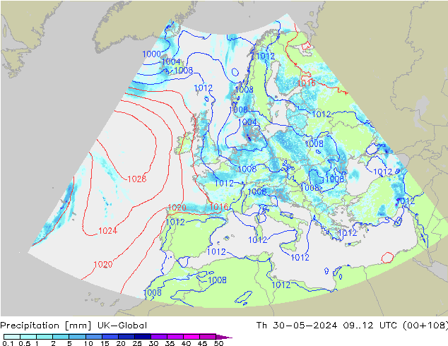 precipitação UK-Global Qui 30.05.2024 12 UTC