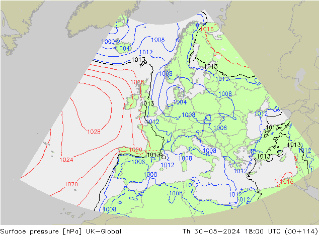 pressão do solo UK-Global Qui 30.05.2024 18 UTC